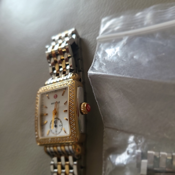 MICHELE Deco 16 Two Tone Diamond Gold and Silver Ladies Watch MWW06V000023 - Picture 4 of 6